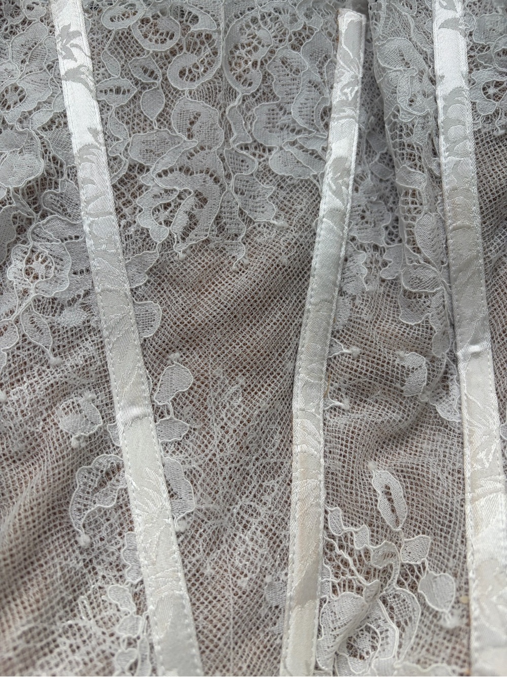V. Chapman Lace Bodice with Ivory Satin Wrap Mini Dress - Picture 9 of 11